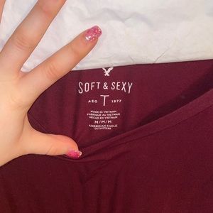 American Eagle Outfitters Soft & Sexy Maroon Top